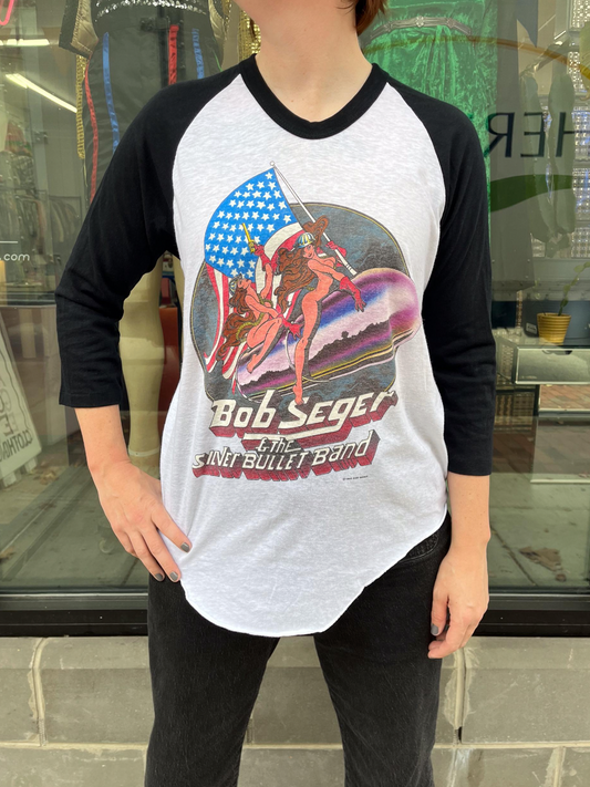 1983 Vintage Bob Seger and the Silver Bullet Band The Distance 1980s Raglan Tour T-Shirt