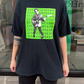 1990s Vintage Elvis Costello Black and Lime Green Logo Shirt