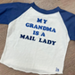 1980s Vintage My Grandma Is A Mail Lady Postal Worker Kids Raglan T-Shirt