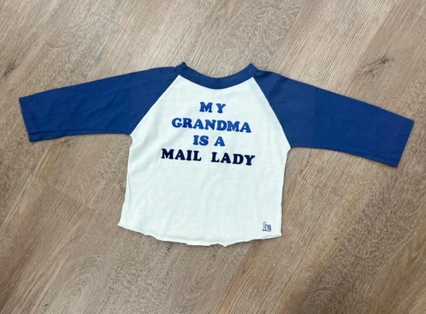 1980s Vintage My Grandma Is A Mail Lady Postal Worker Kids Raglan T-Shirt