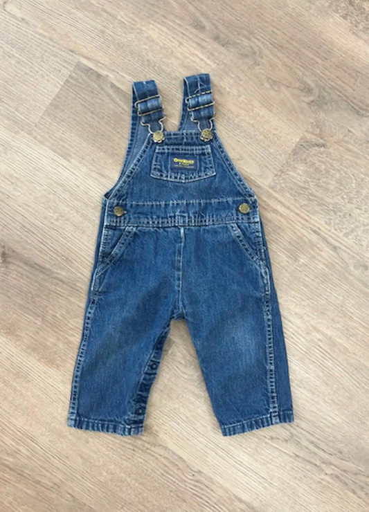 1980s Vintage OshKosh B'Gosh Classic Medium Blue Denim Overalls 18 Months