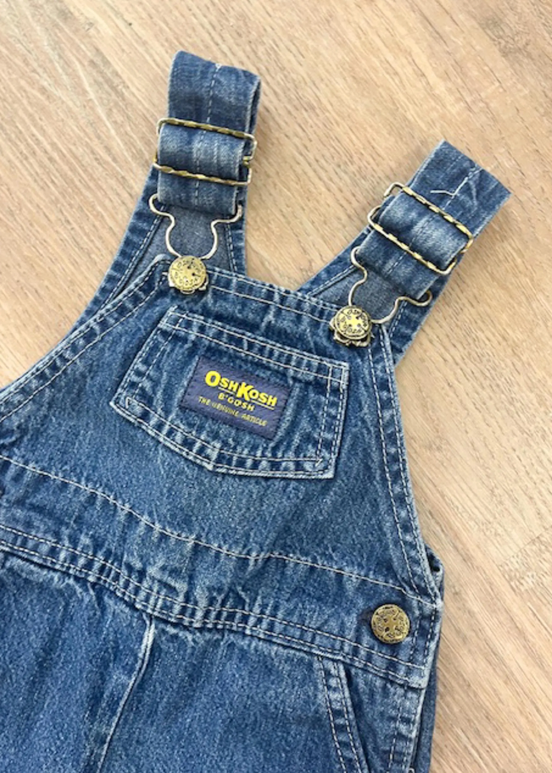 1980s Vintage OshKosh B'Gosh Classic Medium Blue Denim Overalls 18 Months