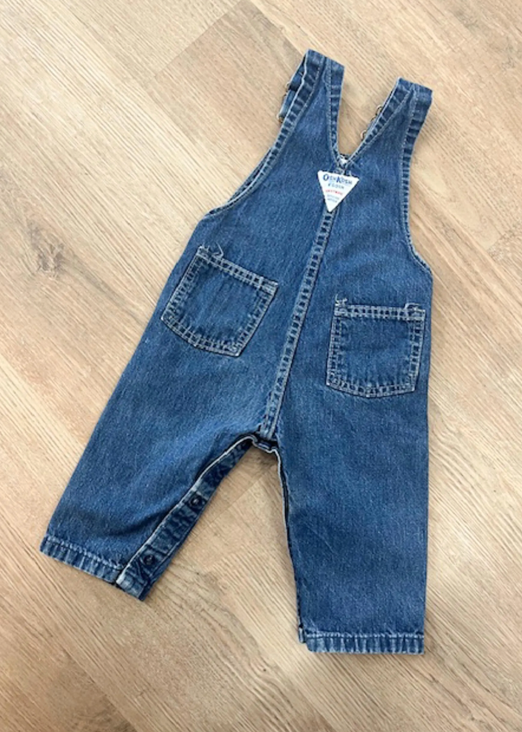 1980s Vintage OshKosh B'Gosh Classic Medium Blue Denim Overalls 18 Months