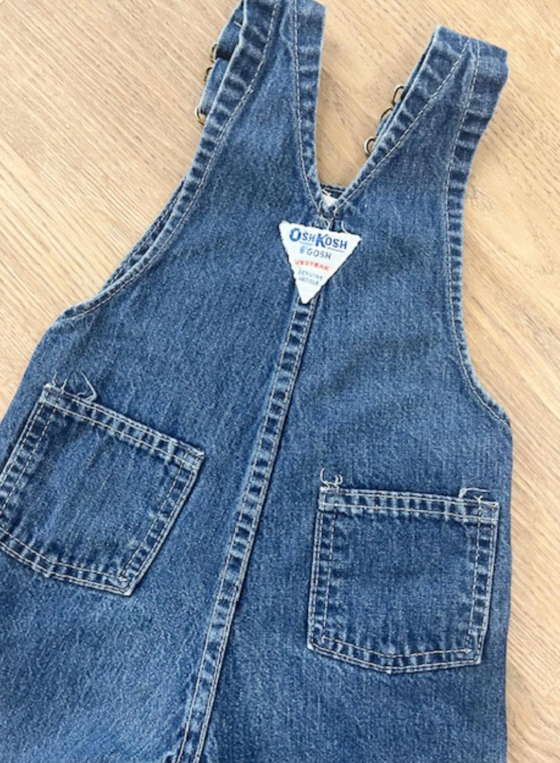 1980s Vintage OshKosh B'Gosh Classic Medium Blue Denim Overalls 18 Months