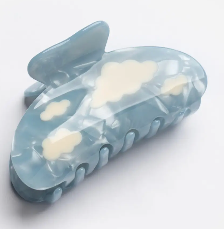 Lucy Sky Blue with White Clouds Acetate Hair Claw Clip by Winona Irene