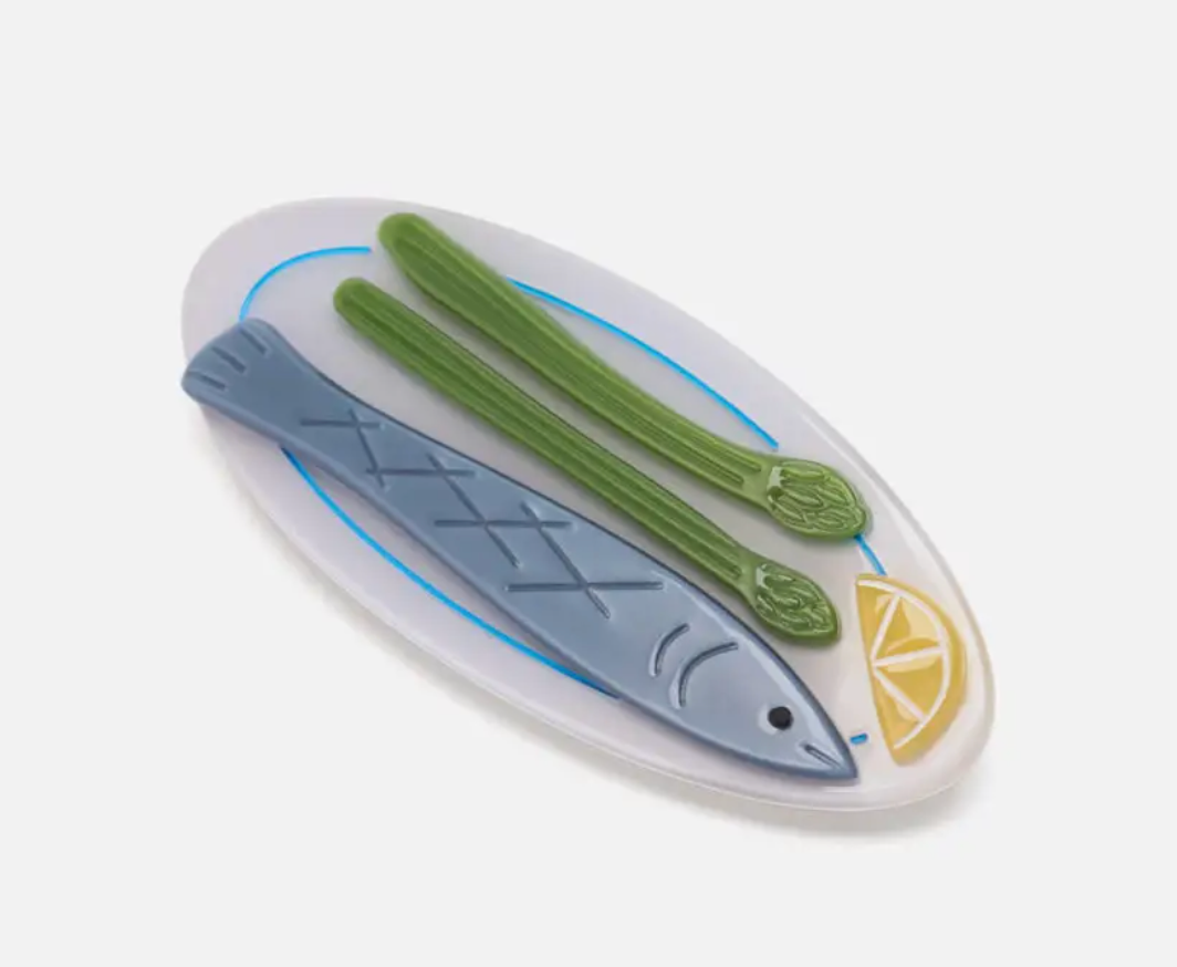 Poisson Sardine Fish Plate Acetate French Barrette Hair Clip by Winona Irene