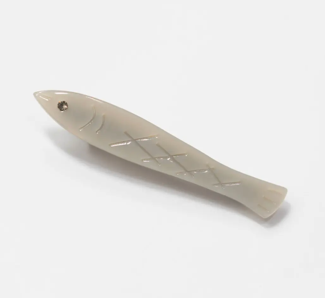 Sardine Fish Hair Clip Set of 2 in Silver Acetate with Rhinestone by Winona Irene