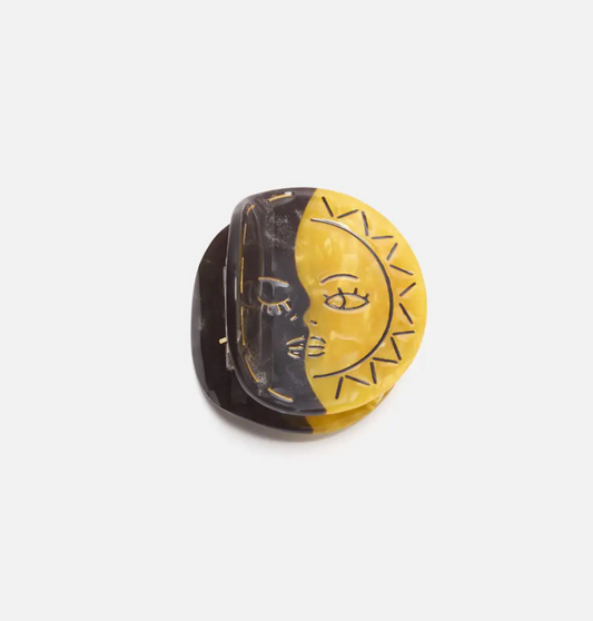 Eclipse Black Gold Sun Moon Face Acetate Hair Claw Clip by Winona Irene