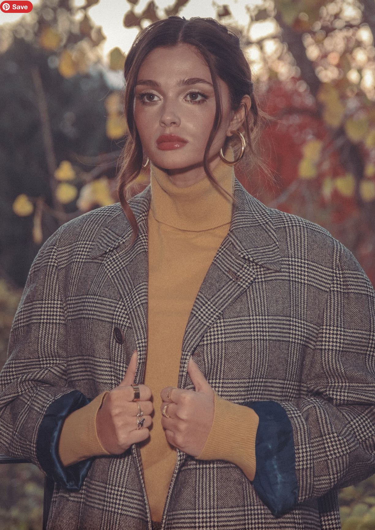 1950s Vintage Plaid Wool Houndstooth Dress Coat with Blue Satin Lining