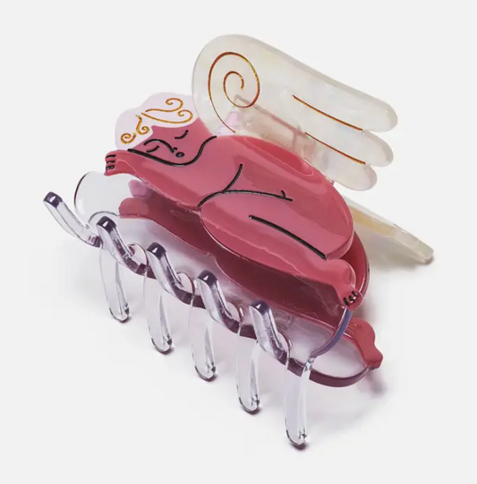 Cherub Angel Cute Christmas Hair Claw with Pink Hair by Winona Irene