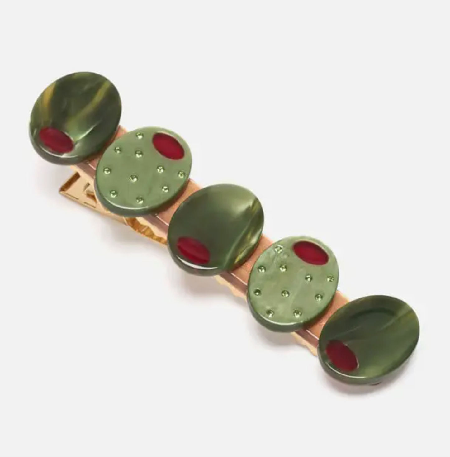 Green Olive Sparkly Cocktail Alligator Hair Clip Accessory by Winona Irene