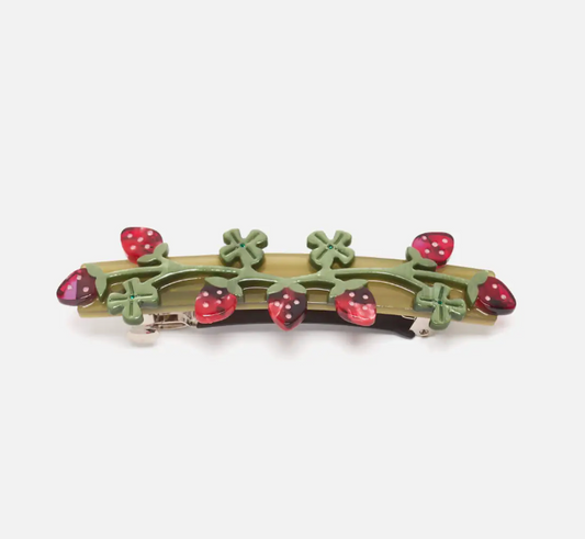 Wild Strawberry French Barrette Acetate Hair Clip Accessory by Winona Irene