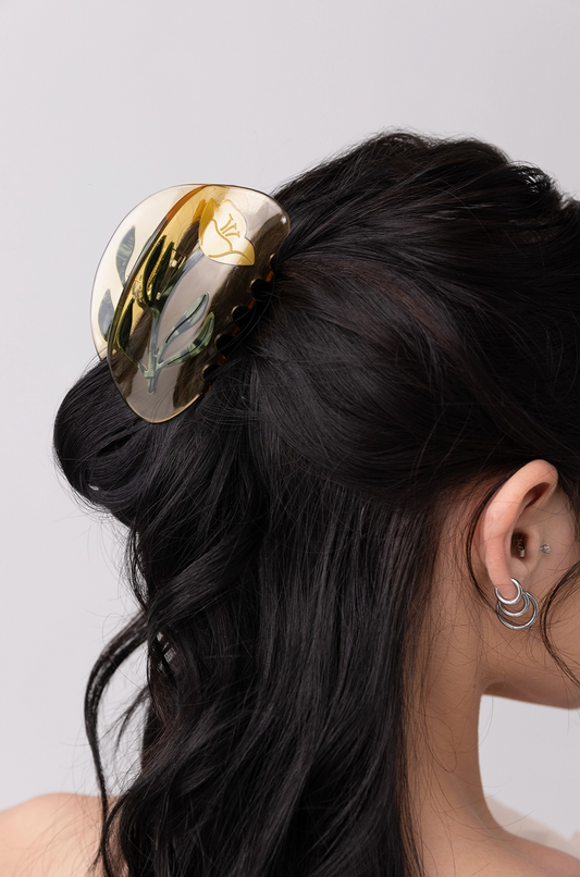 Buttercup Wild Flower Hair Claw Clip in Clear Yellow Acetate by Winona Irene