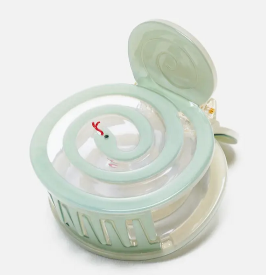 Ladon Light Green Spiral Garden Snake Small Hair Claw by WINONA IRENE