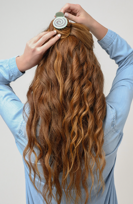 Ladon Light Green Spiral Garden Snake Small Hair Claw by WINONA IRENE