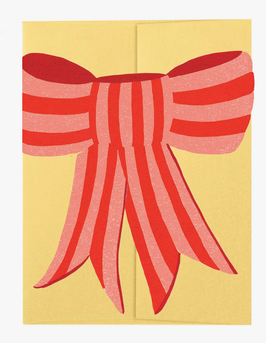 Pink Stripy Bow Die Cut Card | Isatopia