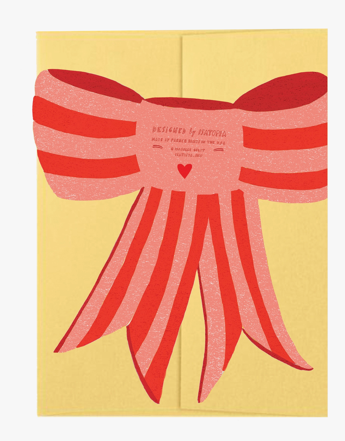 Pink Stripy Bow Die Cut Card | Isatopia