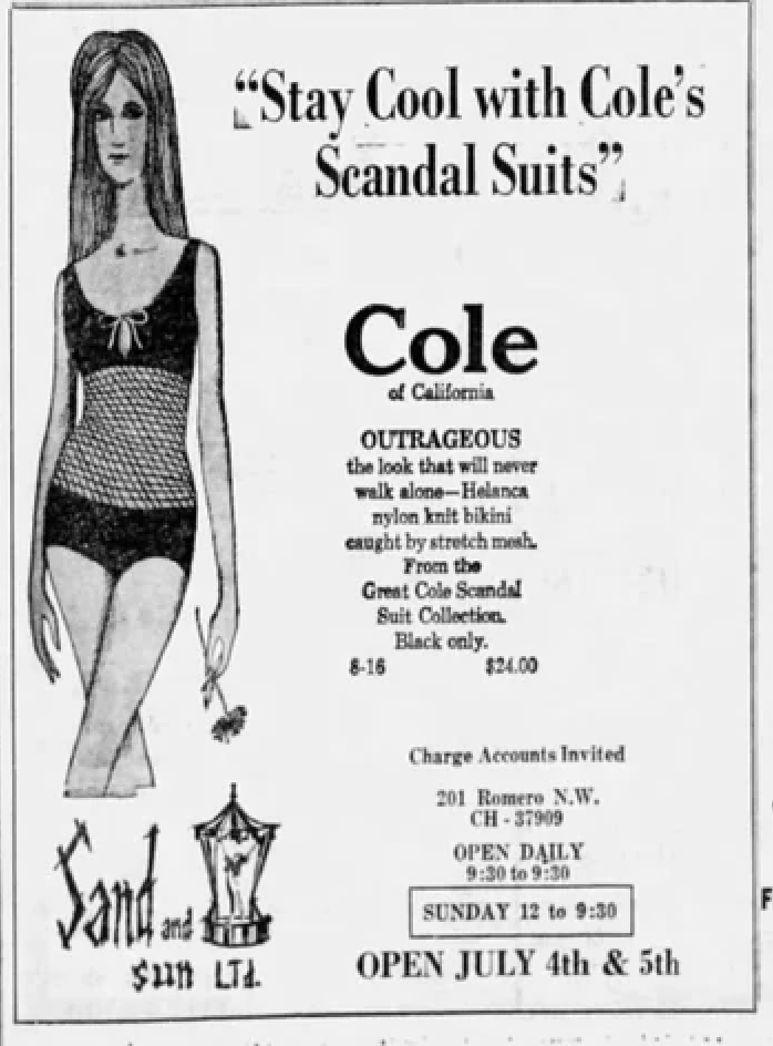1960s Vintage Cole of California Iconic Outrageous Scandal Swimsuit 1964