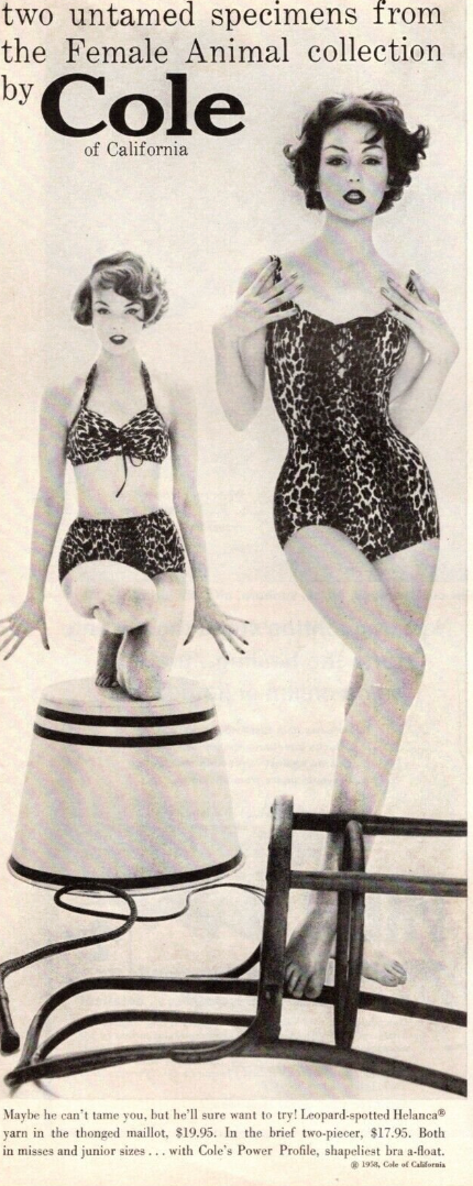 1960s Vintage Iconic Cole of California Leopard Print One Piece Swimsuit Female Animal Collection
