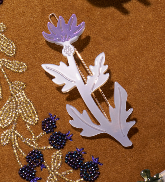 Thistle Purple Flower Acetate Hair Clip Barrette Set by Winona Irene