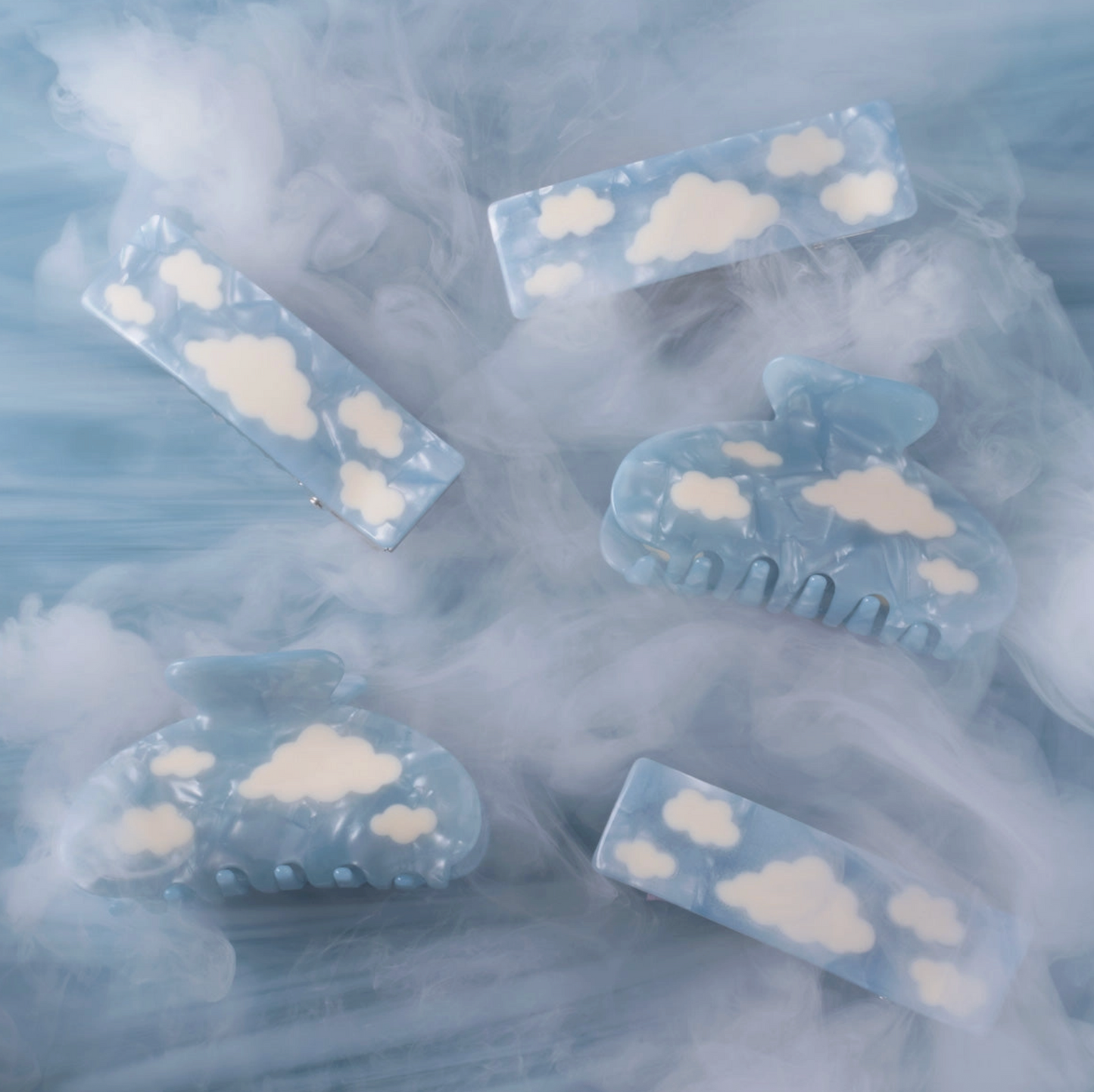 Lucy in the Sky Blue with White Clouds Hair Claw | Winona Irene