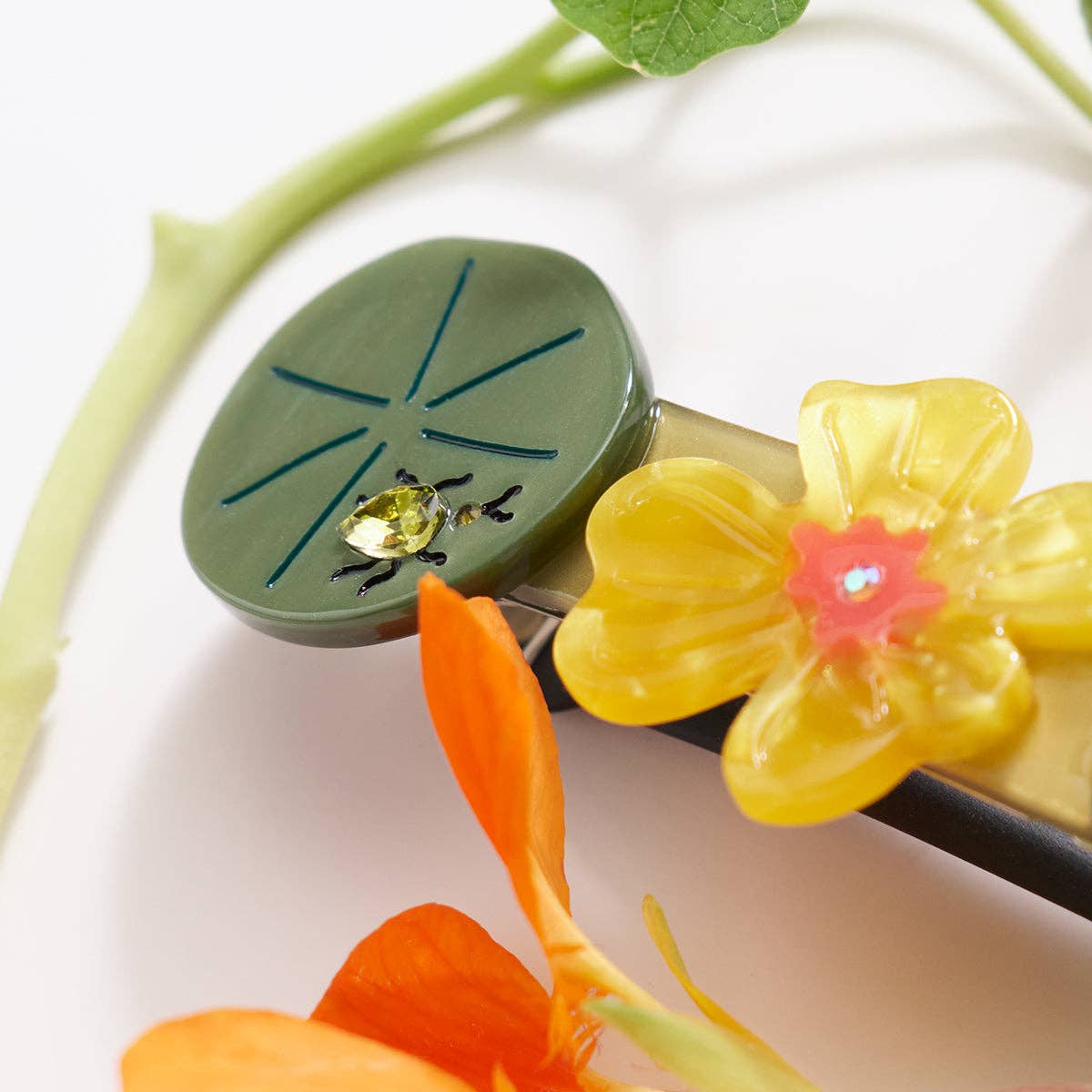 Jeweled Nasturtium French Barrette | Winona Irene