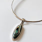 1990s Vintage Abalone Shell 925 Sterling Silver Collar Necklace