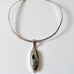 1990s Vintage Abalone Shell 925 Sterling Silver Collar Necklace