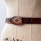 1970s Vintage MCM Adjustable Wooden Diamond Pattern Buckle Belt