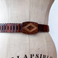 1970s Vintage MCM Adjustable Wooden Diamond Pattern Buckle Belt