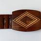 1970s Vintage MCM Adjustable Wooden Diamond Pattern Buckle Belt