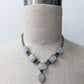 1980s Vintage Moonstone Geometric Shapes Drop Necklace