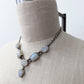 1980s Vintage Moonstone Geometric Shapes Drop Necklace
