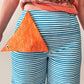 1960s Vintage Marimekko Suomi Finland Annika Rimala Tasarita Blue White Stripe Pants With Triangle Bib Closure