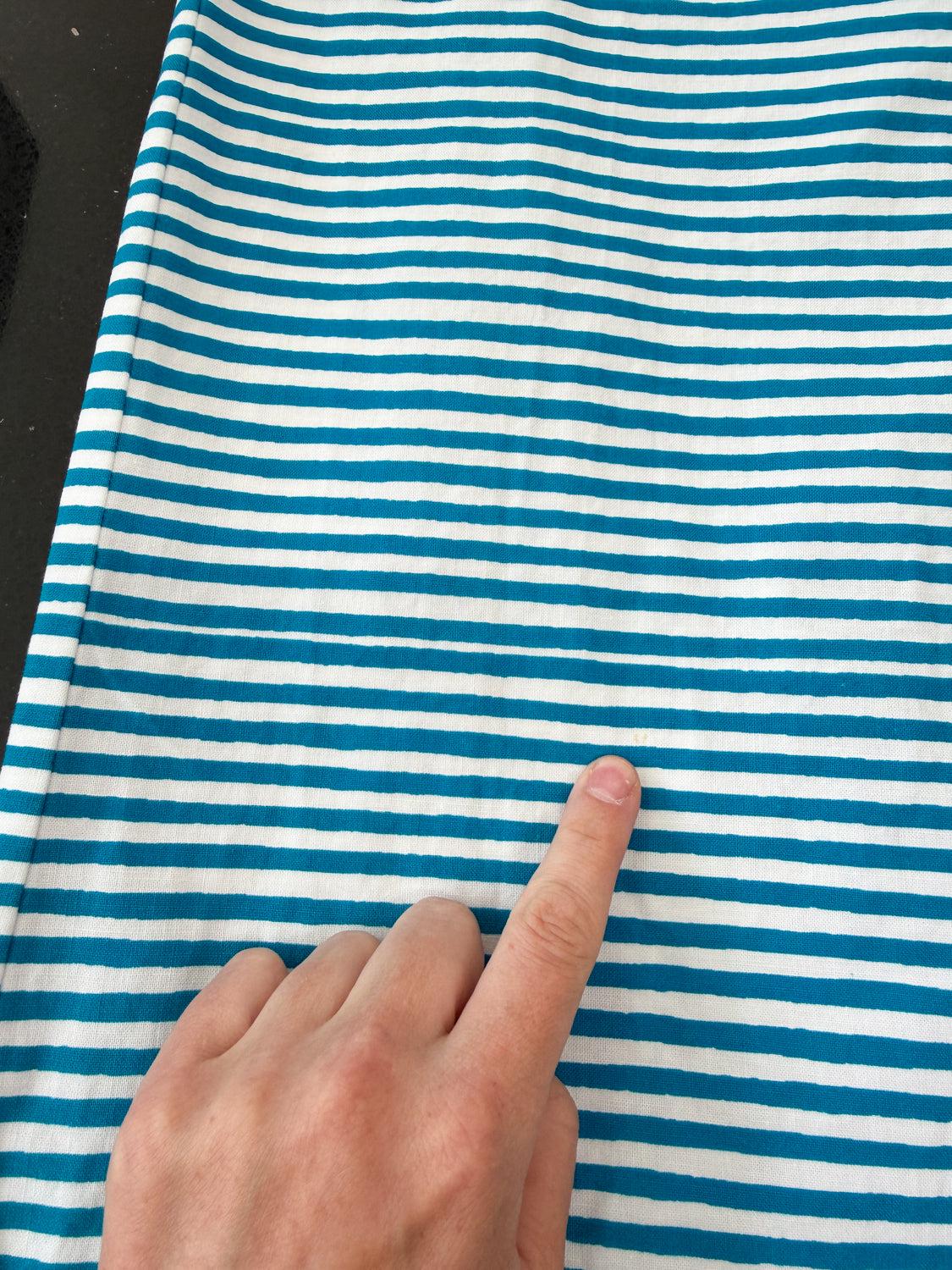 1960s Vintage Marimekko Suomi Finland Annika Rimala Tasarita Blue White Stripe Pants With Triangle Bib Closure